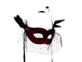 Costume mask in red with voile