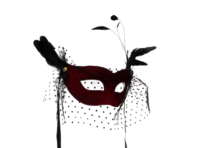 Costume mask in red with voile