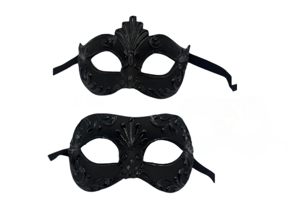 Black Venetian Couple Mask Set – Handcrafted Papier-Mâché Duo Masks for Masquerade & Events