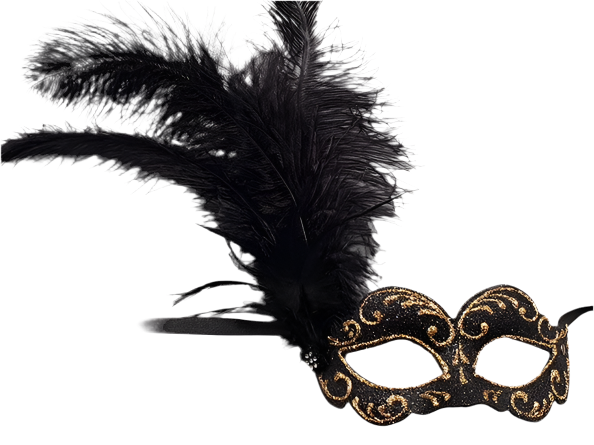 Half mask with black feathers