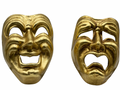 Set Tragedy and Comedy mask in gold - Comedia dell'arte masks.