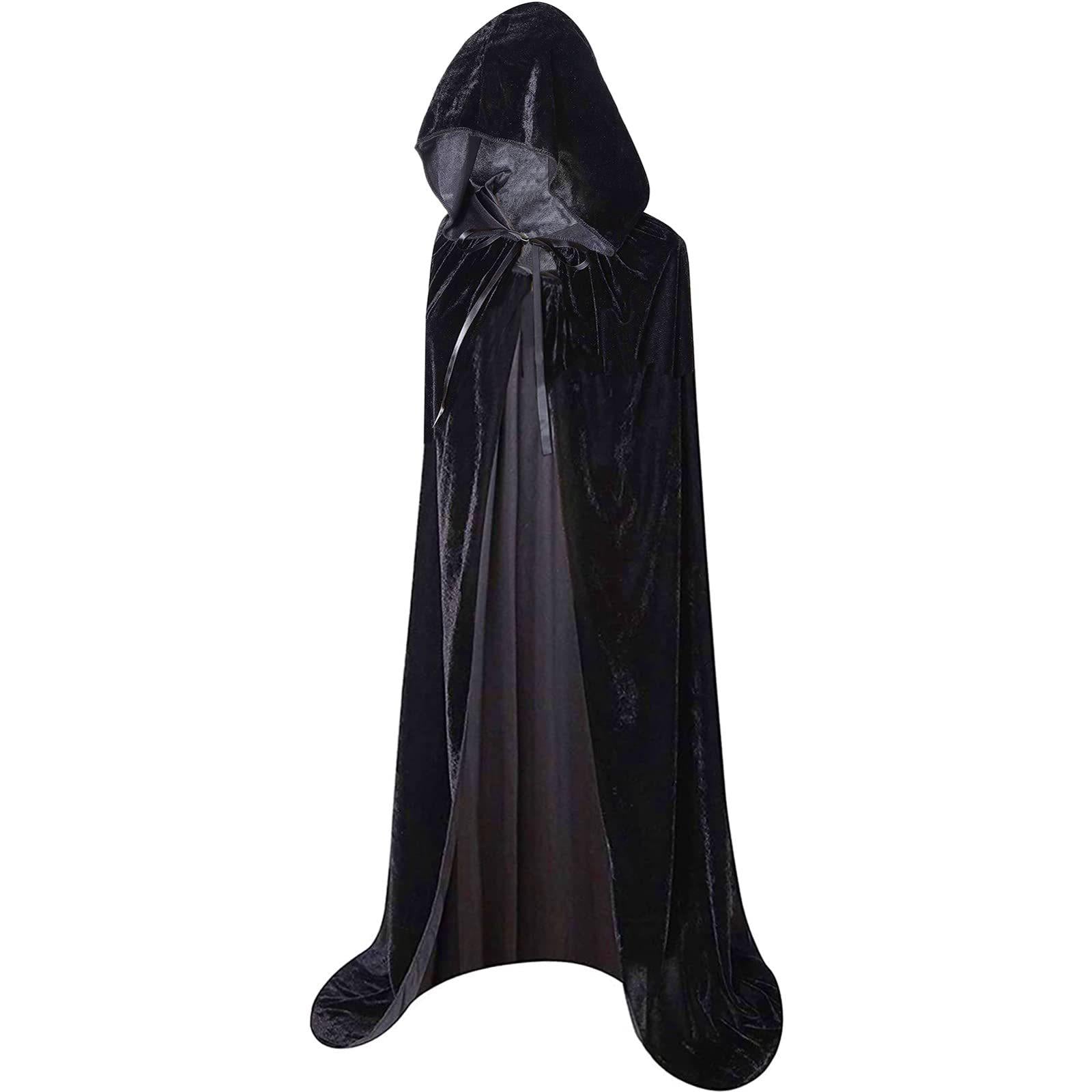 Halloween Horror Velour Hooded Cape – Black 150 cm - Basic cape