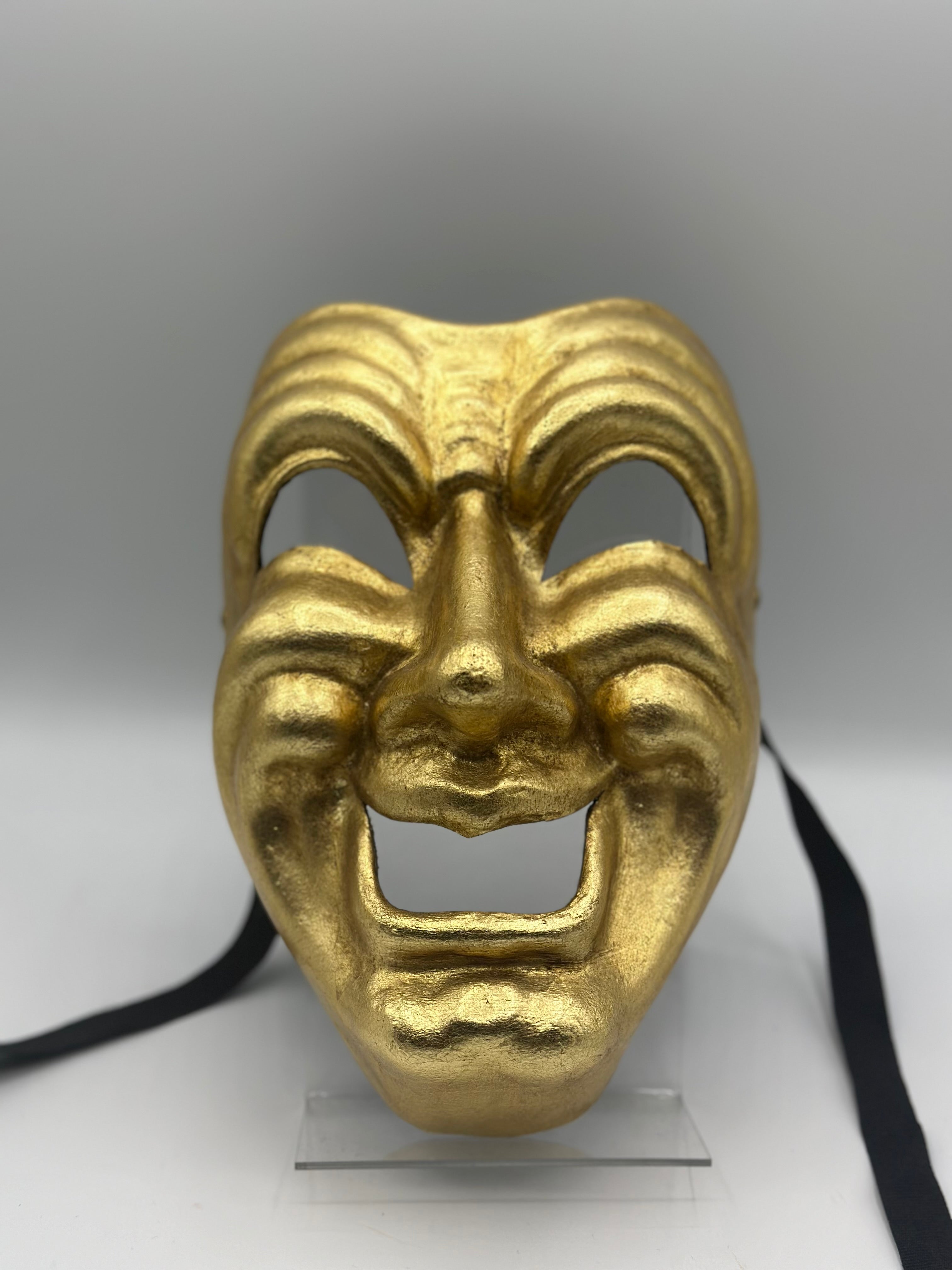 Set Tragedy and Comedy mask in gold - Comedia dell'arte masks.