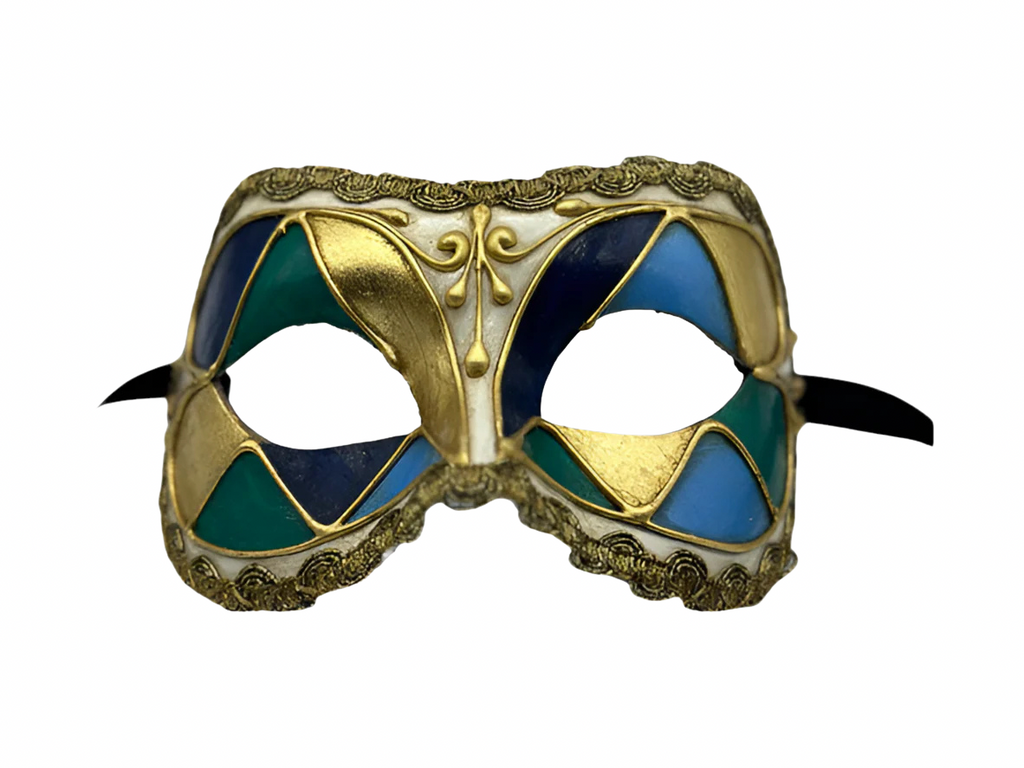 Masquerade mask in beautiful colours with golden trim