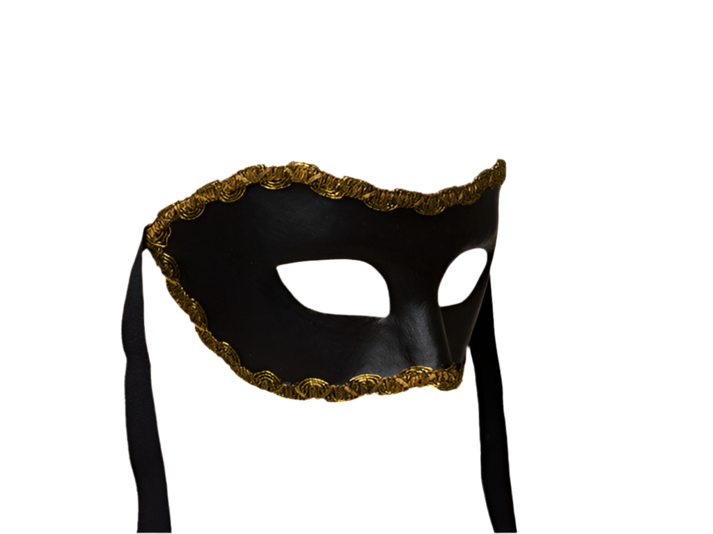 Black Party Mask with golden trim - Venetian mask for men - Gala mask - Carnival mask