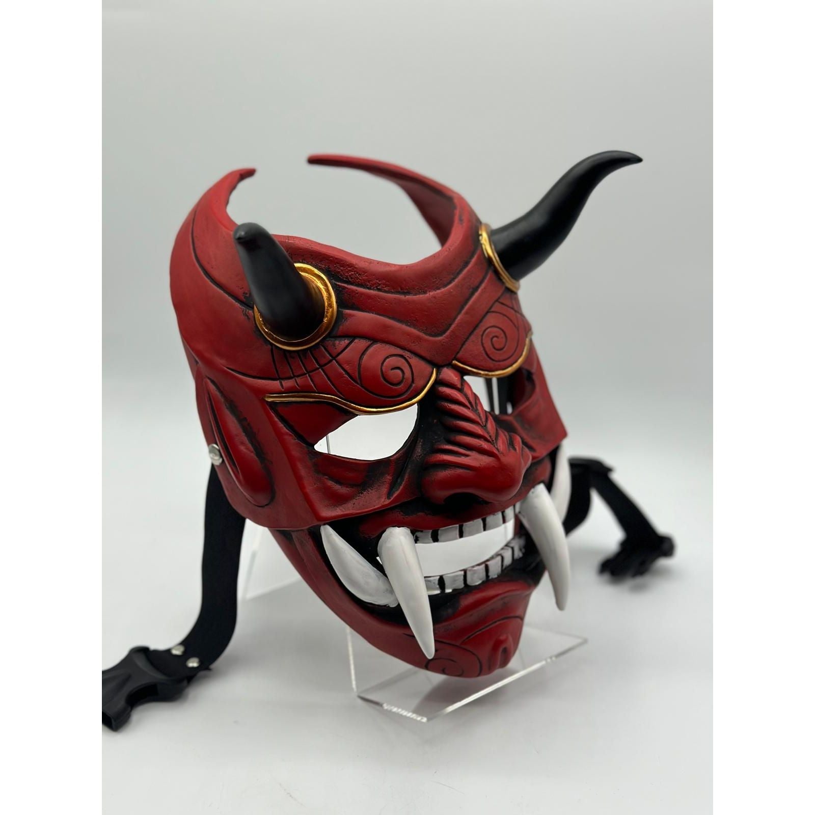 Japanese mask red - Japanese Oni mask - Japanese Samurai mask red - Japanese dragon mask