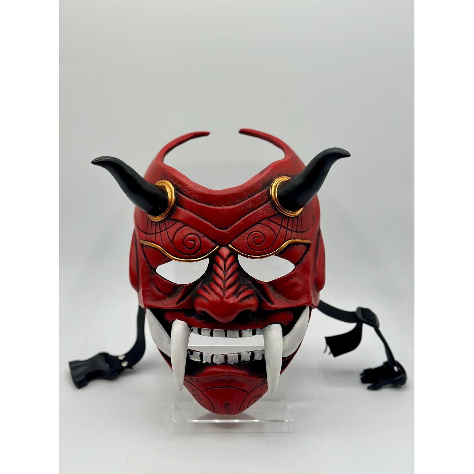 Japanese mask red - Japanese Oni mask - Japanese Samurai mask red - Japanese dragon mask