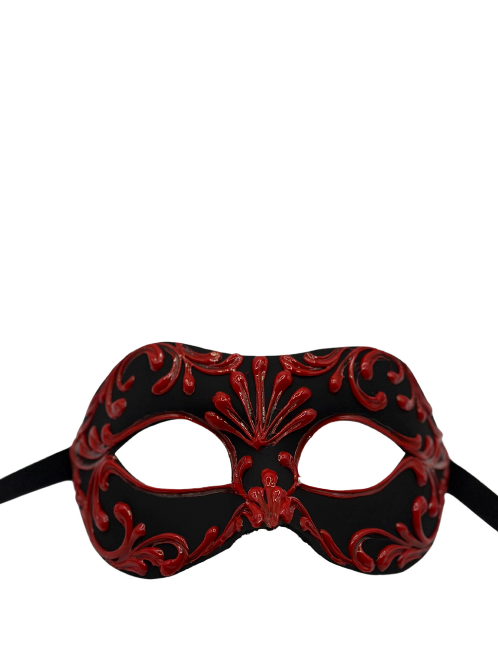 Handmade Venetian Mask Black Red – Baroque Eye Mask for Masquerade Ball, Carnival & Costume Party