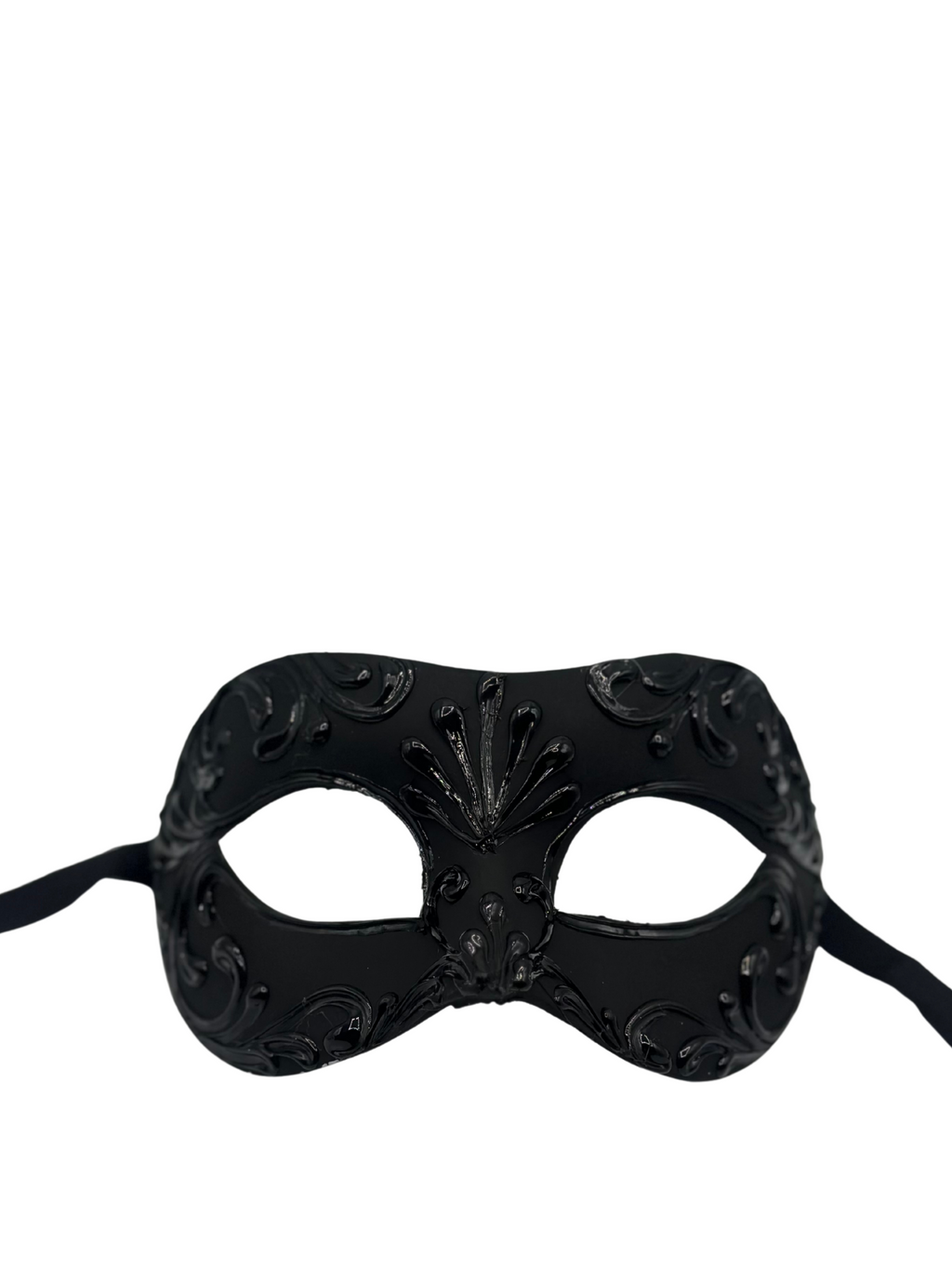 Luxury Black Venetian Masquerade Mask  with Baroque Details