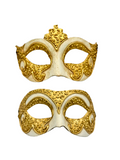 Set of 2 Venetian Masks in Gold & Ivory – Couple Set