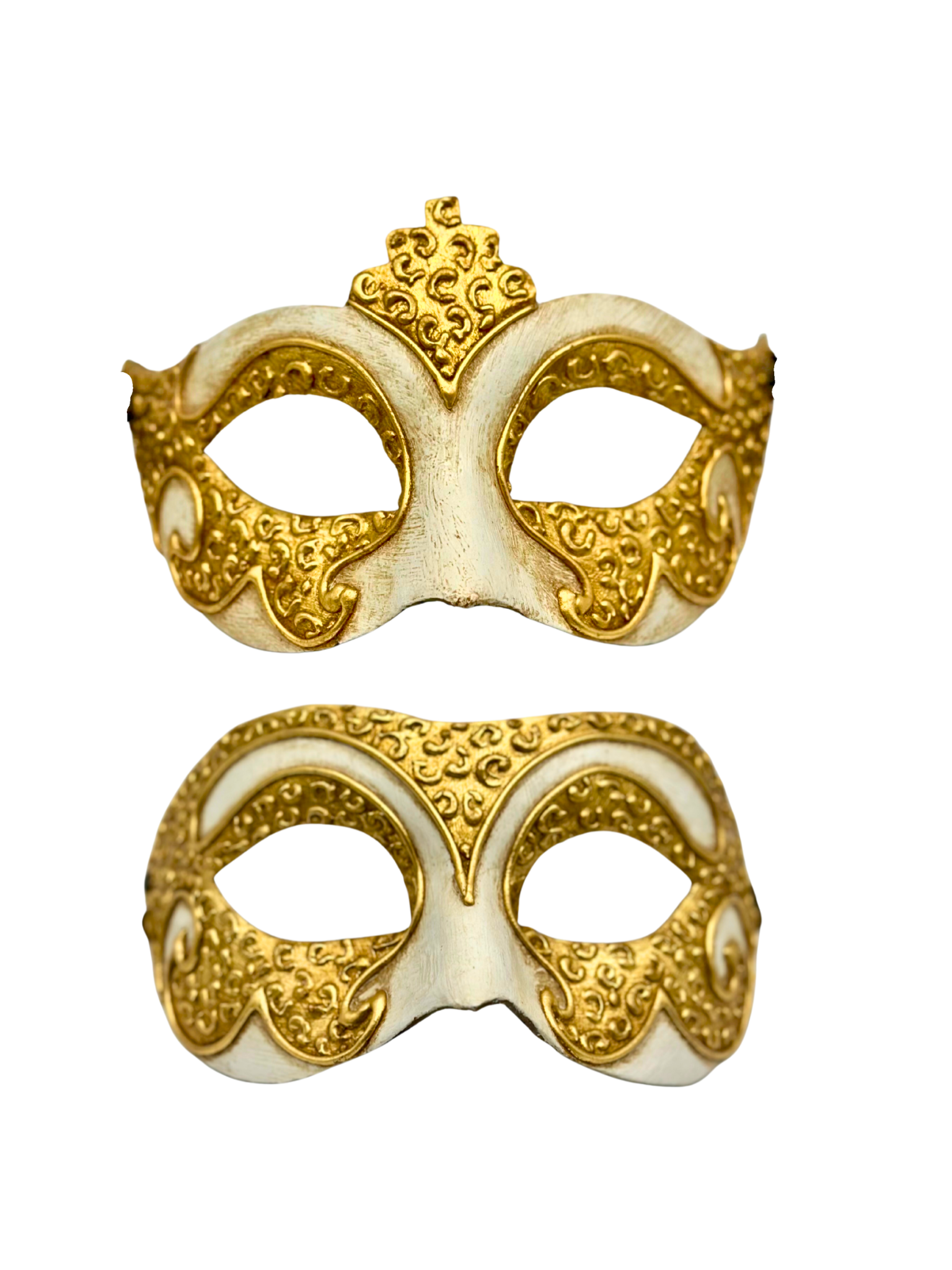 Set of 2 Venetian Masks in Gold & Ivory – Couple Set