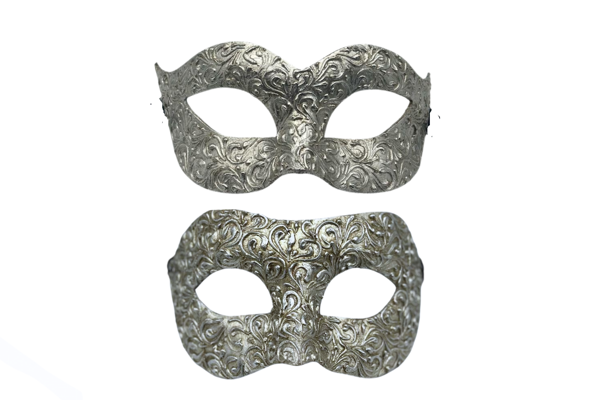 Couples Venetian Mask Set – Silver Baroque Masquerade Masks