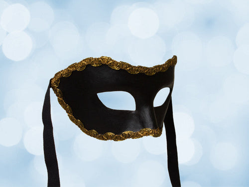 Black Party Mask with golden trim - Venetian mask for men - Gala mask - Carnival mask