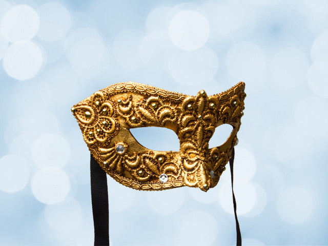 Venetian ball mask for a man in gold lace