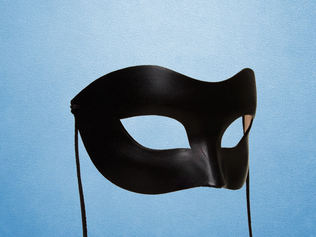 Basic black leather mask - Black mask for men